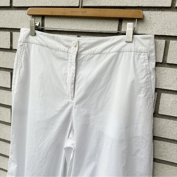 Eileen Fisher Stretch Papercloth White Cropped Wide Pant - Picture 2 of 11